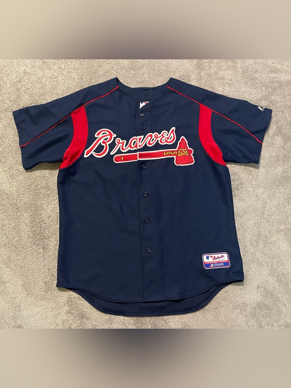 Vintage Majestic Atlanta Braves Authentic Collection Jersey Mens L Navy #24 USA